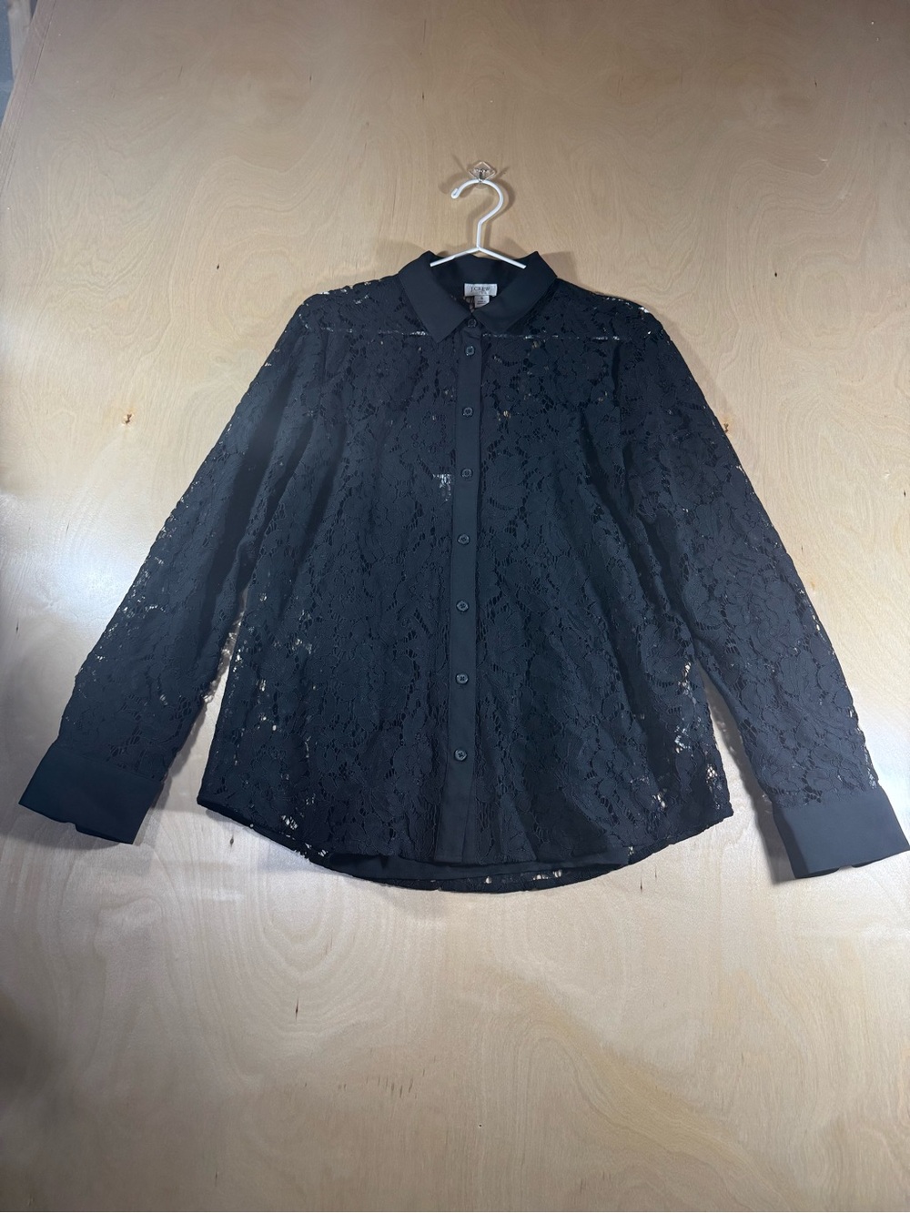 J. Crew Black Lace Button-Front Collared Shirt Size Small